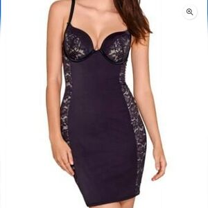Maidenform Black Lace Contour Slip with Built-In Cups Size 38D New